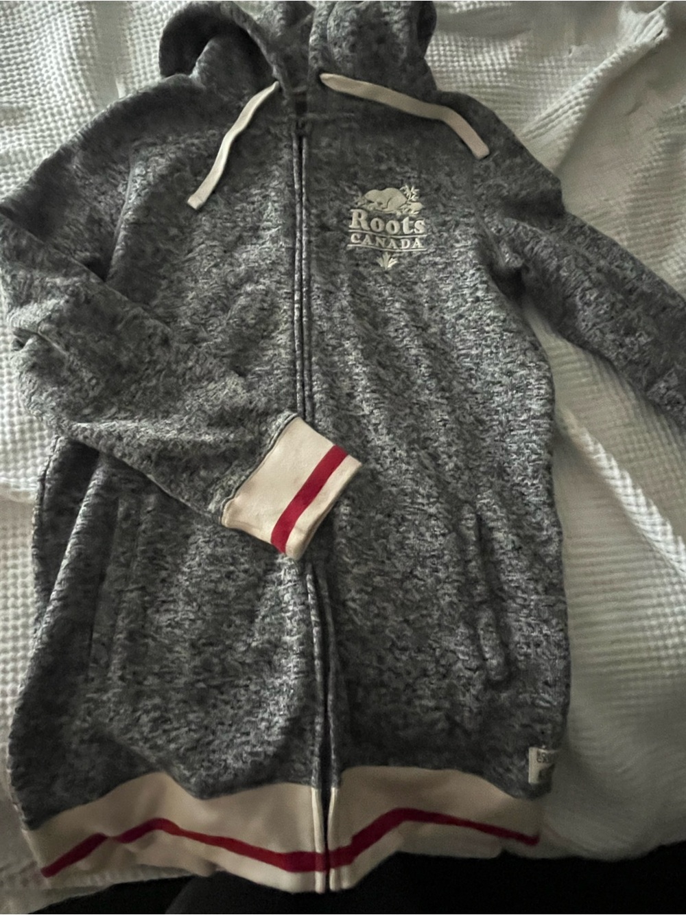 Ladies Roots Cabin Grey Zip-Up Hoodie Jacket